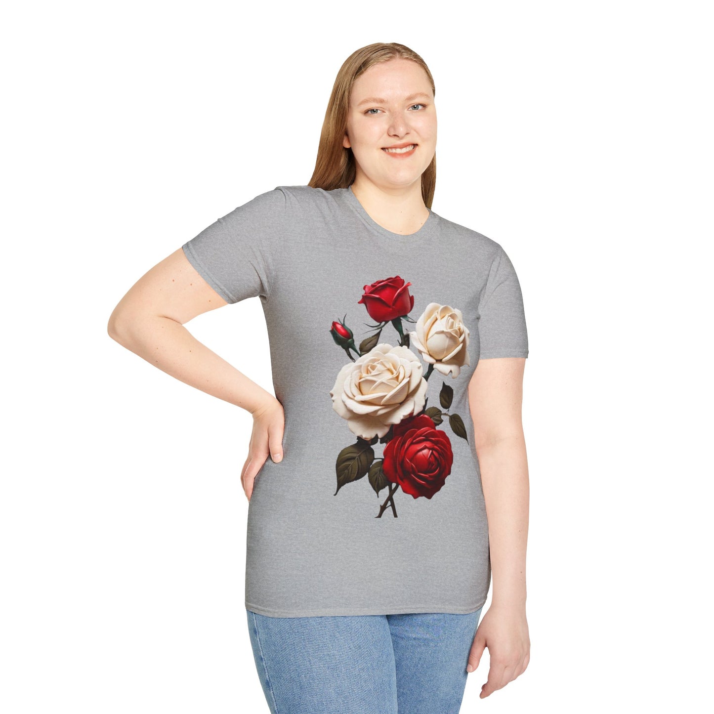 Red and White Roses - Unisex T-Shirt