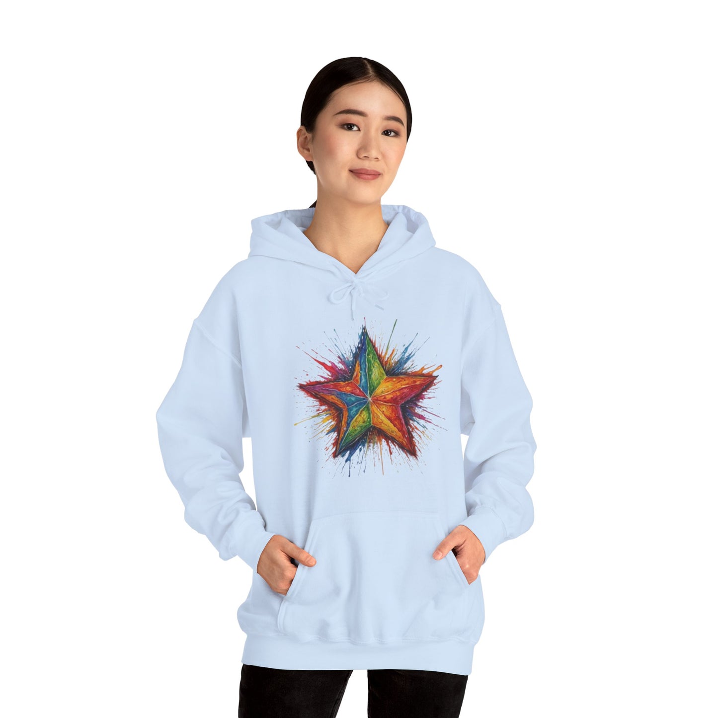 Burning Multicoloured Star - Unisex Hooded Sweatshirt