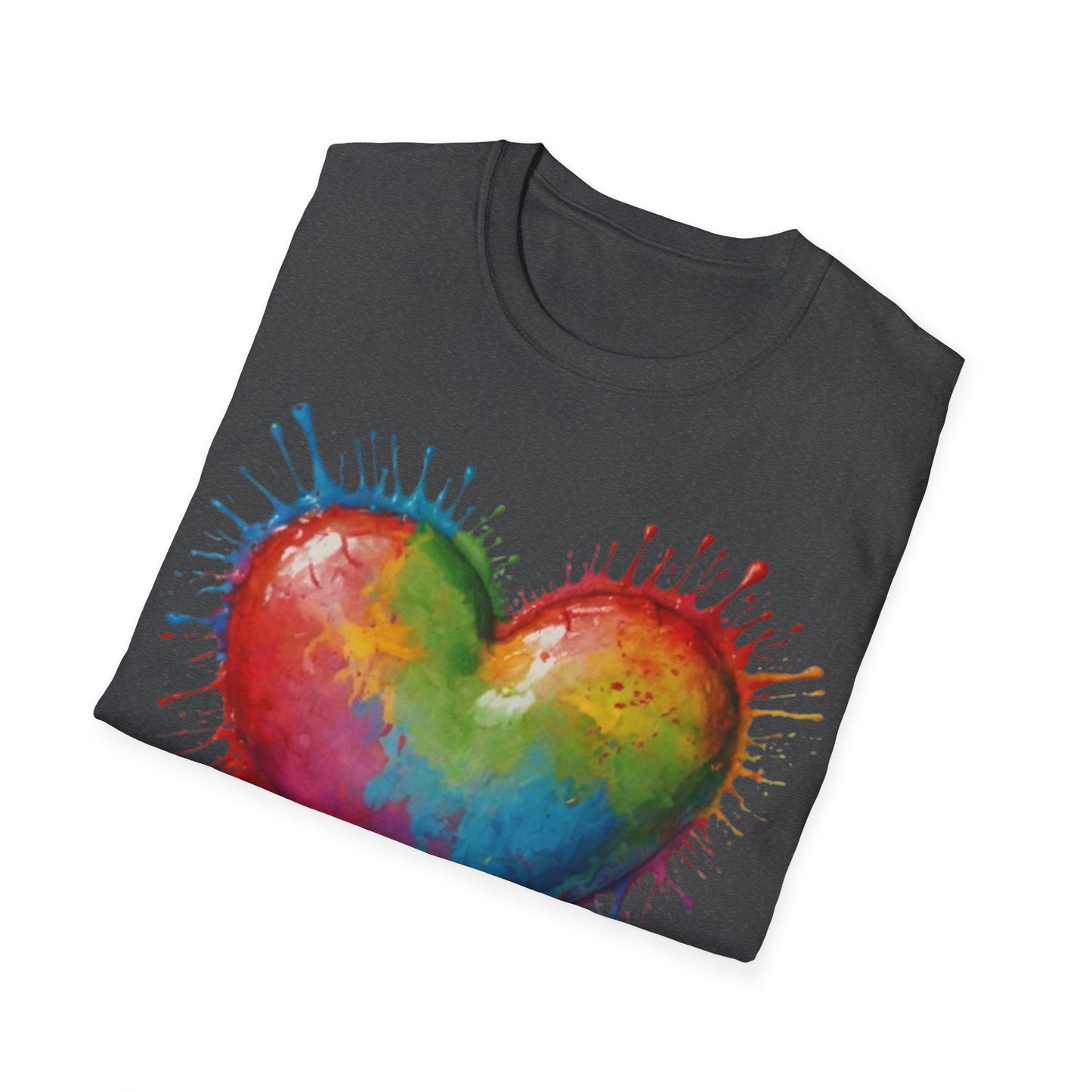 Colourful Messy Dripping Heart - Unisex T-Shirt