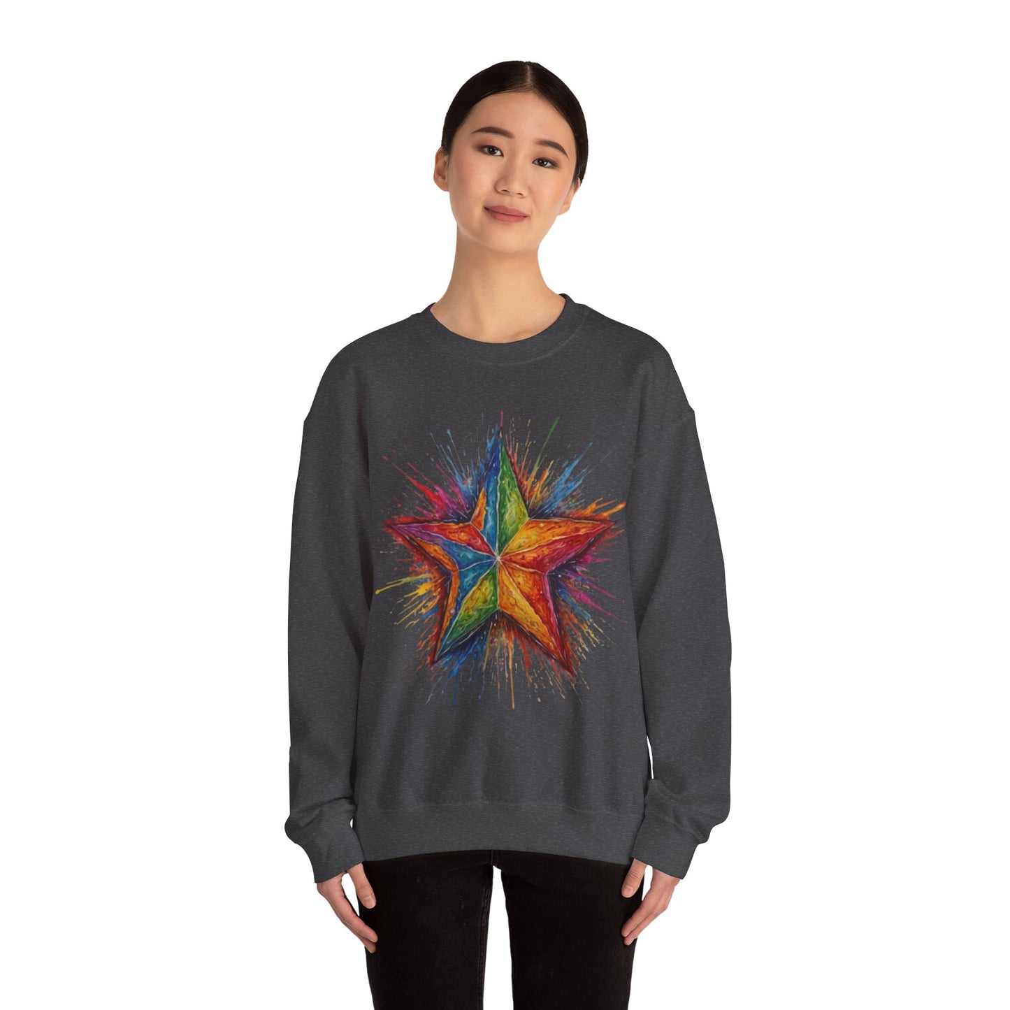 Burning Multicoloured Star - Unisex Crewneck Sweatshirt