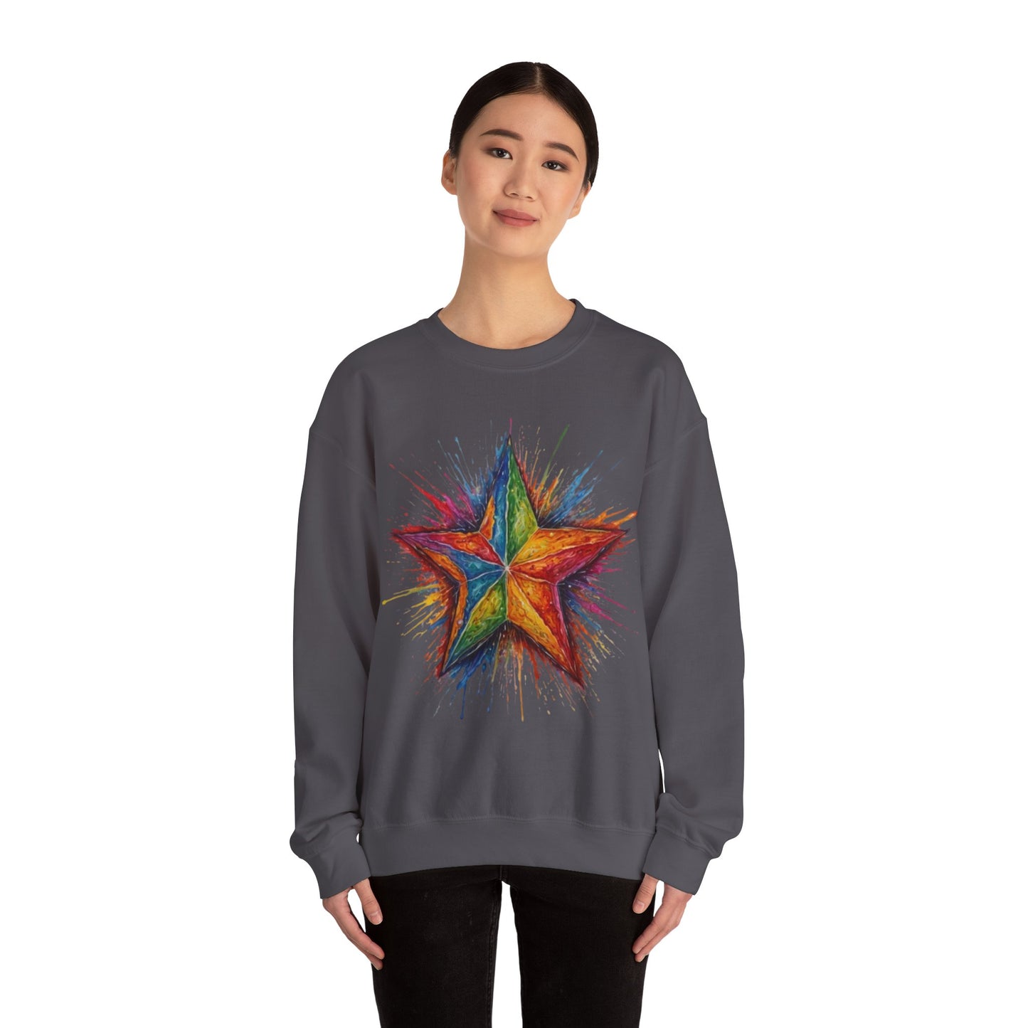 Burning Multicoloured Star - Unisex Crewneck Sweatshirt