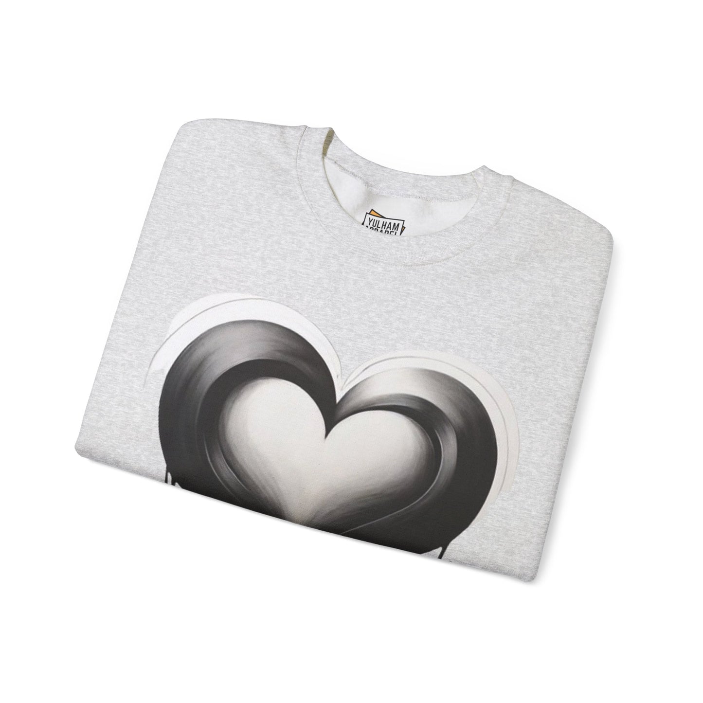 Black and White Love Heart - Unisex Crewneck Sweatshirt