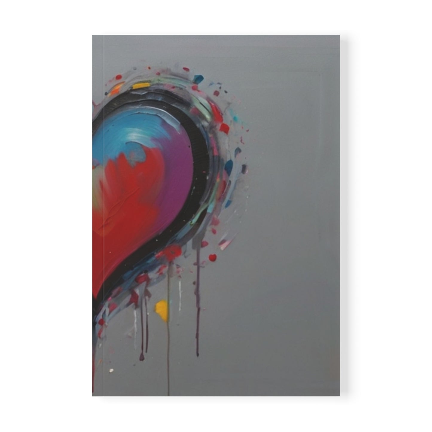 Colourful Black Painted Edge Love Heart - Softcover Notebook, A5