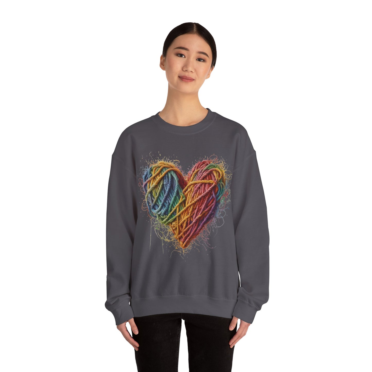 Multicoloured Ropes Love Heart - Unisex Crewneck Sweatshirt