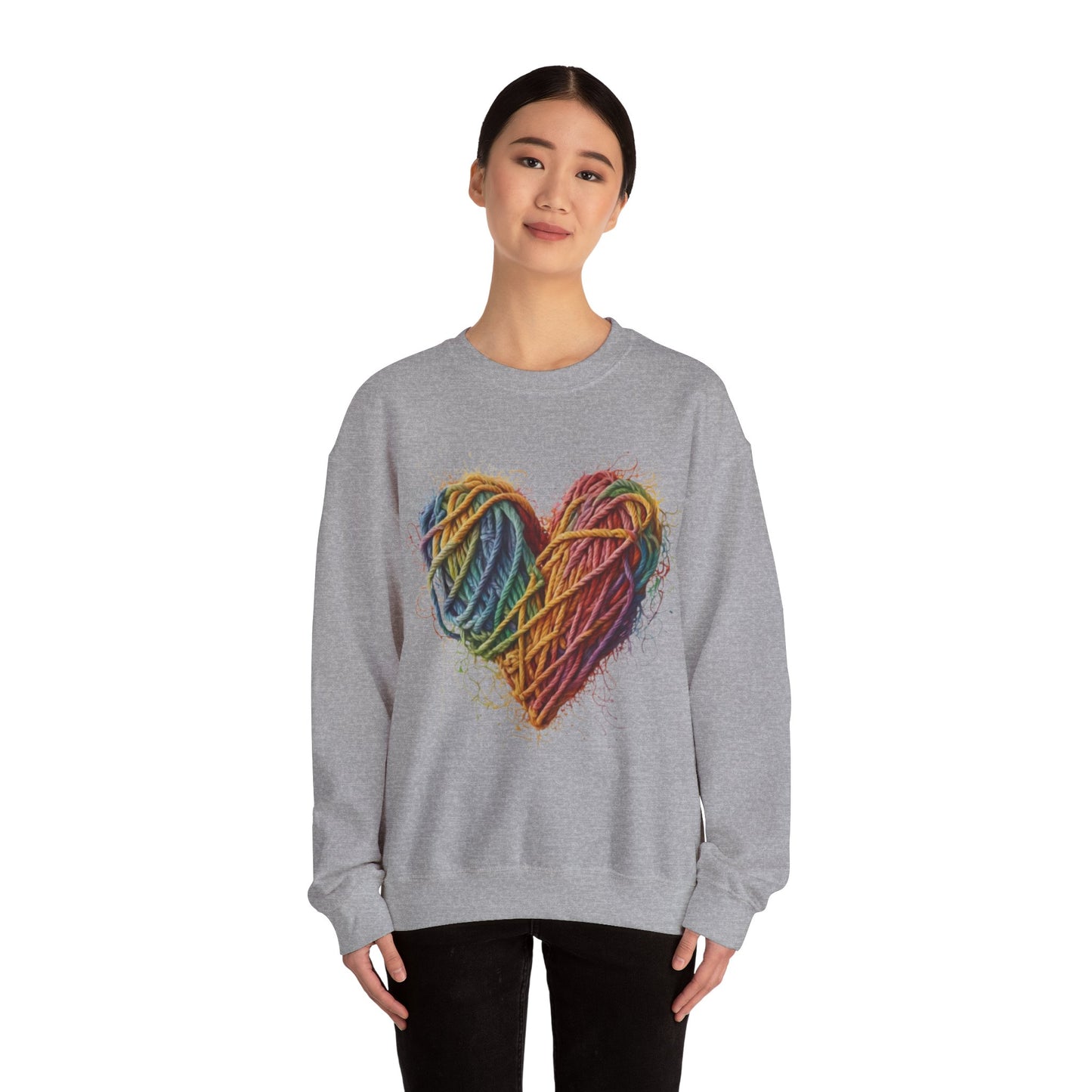 Multicoloured Ropes Love Heart - Unisex Crewneck Sweatshirt