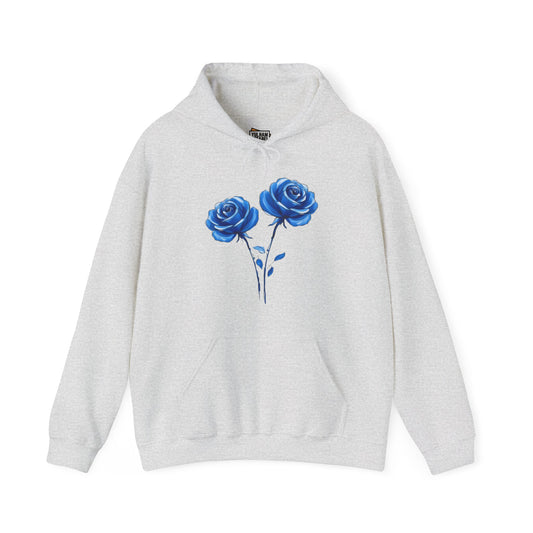 Vibrant Blue Rose Duo - Unisex Hooded Sweatshirt