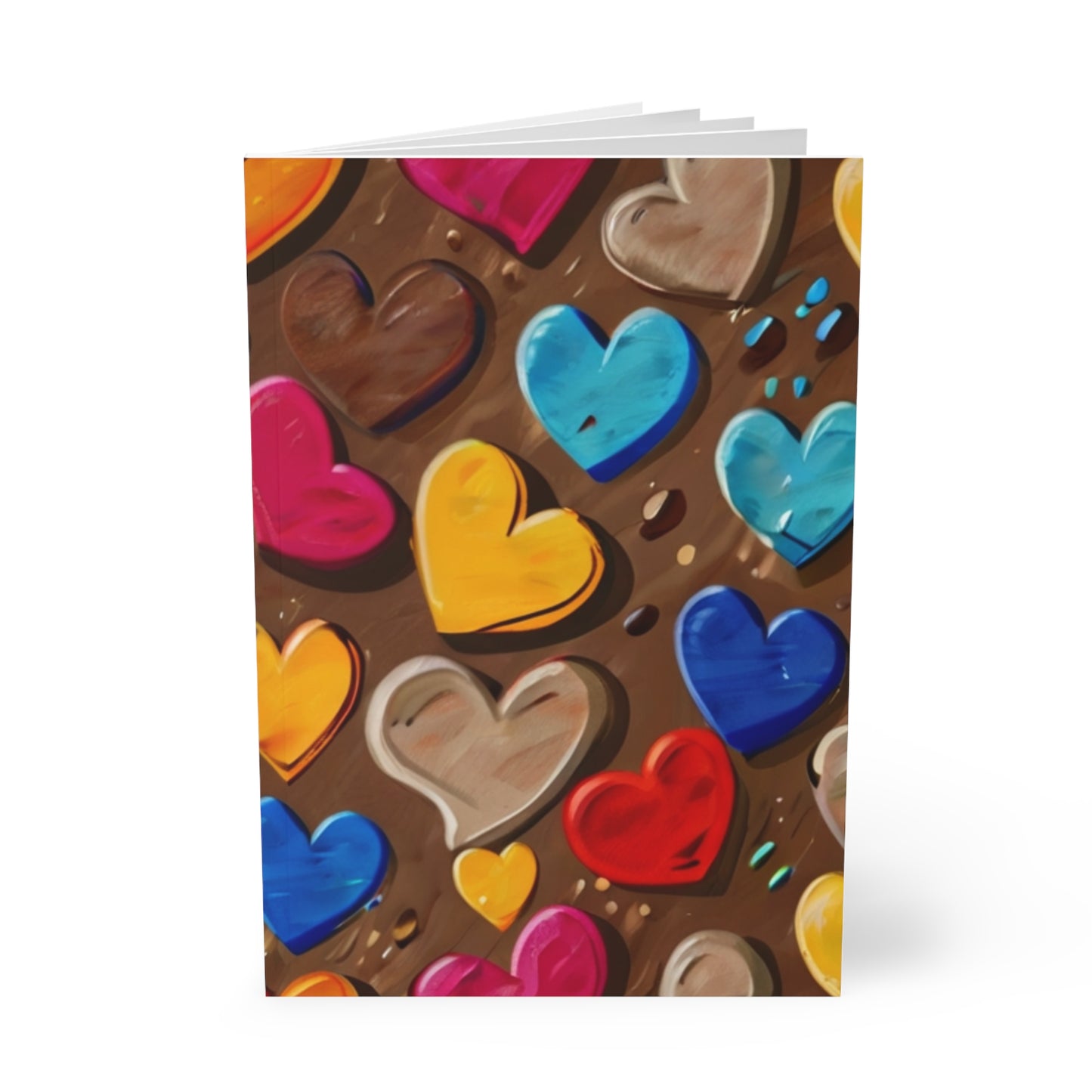 Colourful Love Hearts - Softcover Notebook, A5