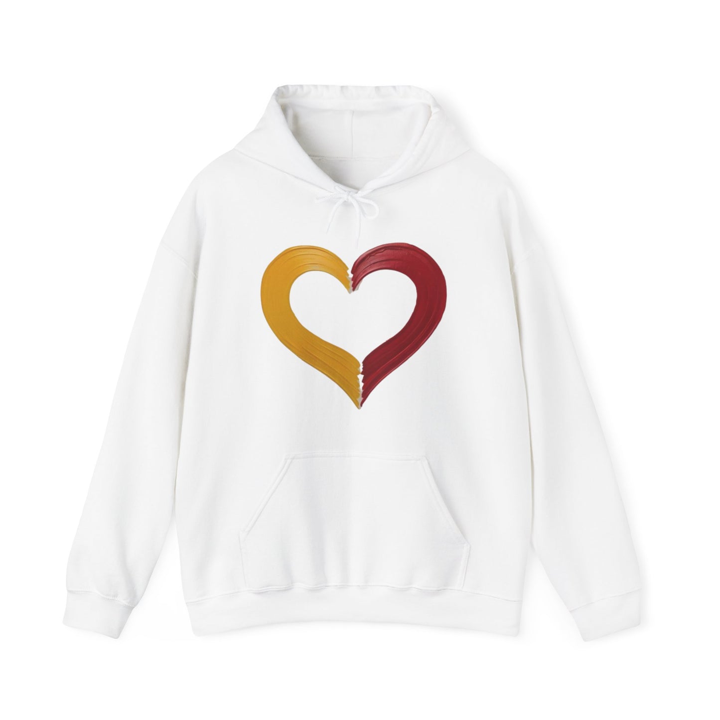Yellow And Red Paint Love Heart - Unisex Hooded Sweatshirt