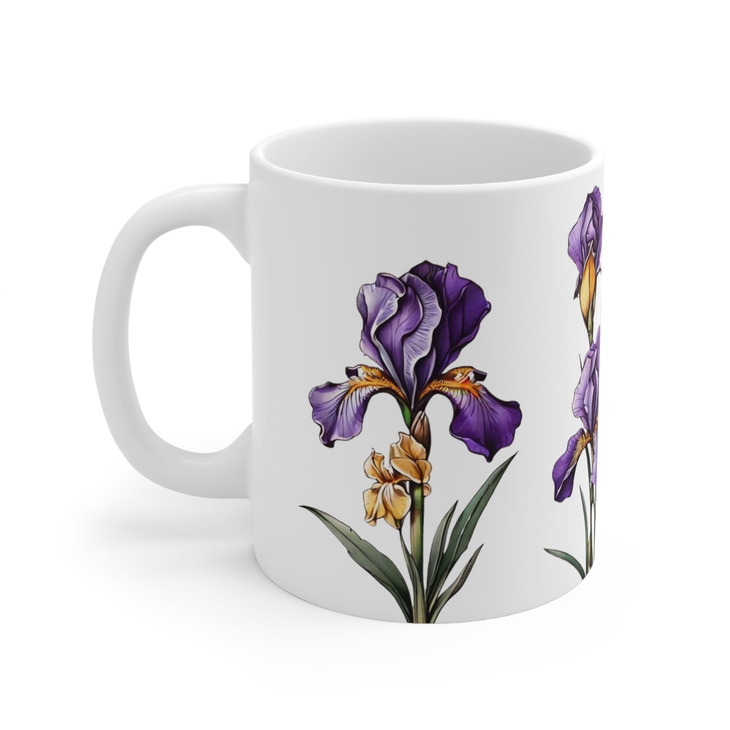 Purple Iris Flower Mug - Ceramic Coffee Mug 11oz
