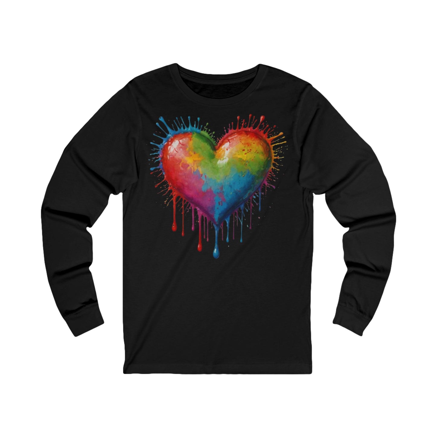 Colourful Messy Dripping Heart - Unisex Long Sleeve T-Shirt