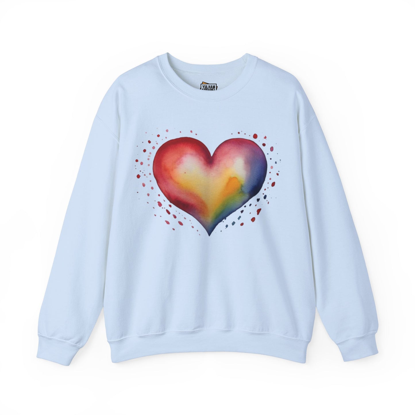 Colourful Watercolour Style Love Heart - Unisex Crewneck Sweatshirt