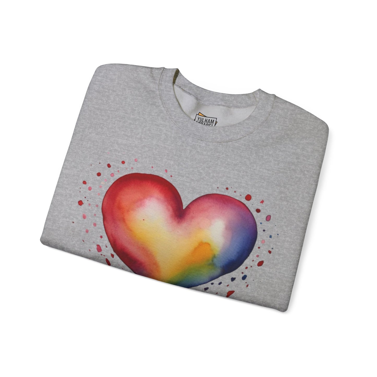 Colourful Watercolour Style Love Heart - Unisex Crewneck Sweatshirt