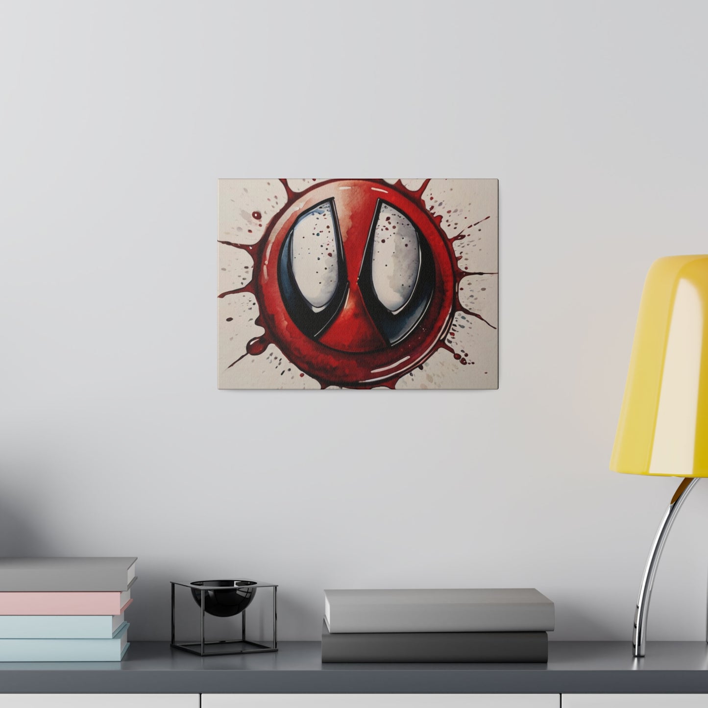 Watercolour Deadpool Anime Style Logo Symbol - Matte Canvas, Stretched, 0.75"