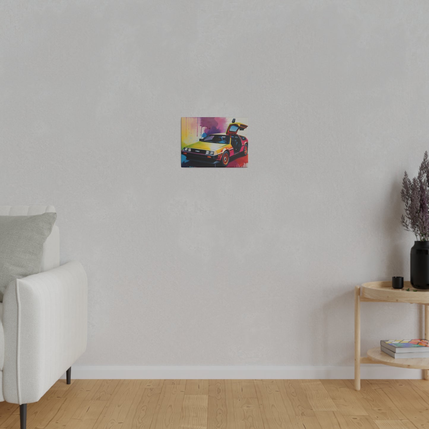 Colourful Messy Back To The Future DeLorean Canvas - Matte Canvas, Stretched, 0.75"