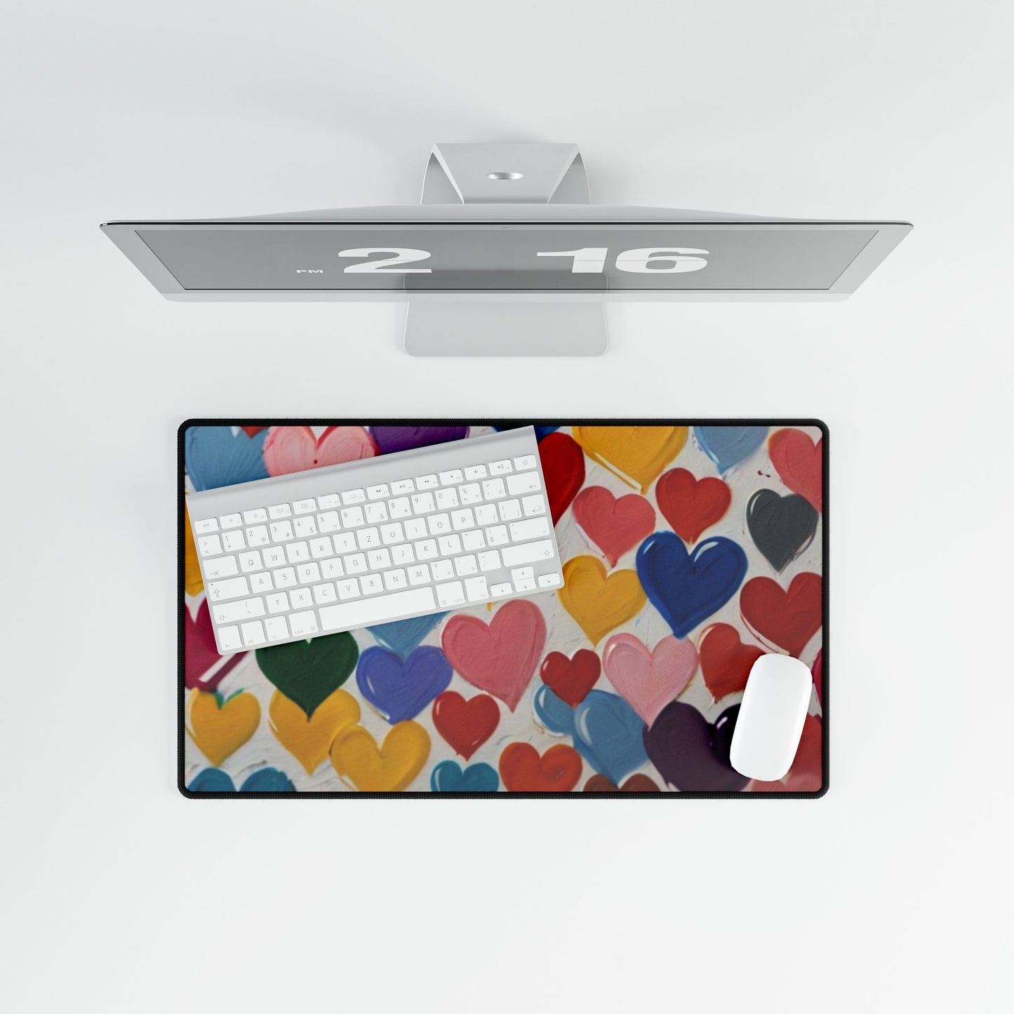 Colourful Paint Style Love Hearts - Desk Mats