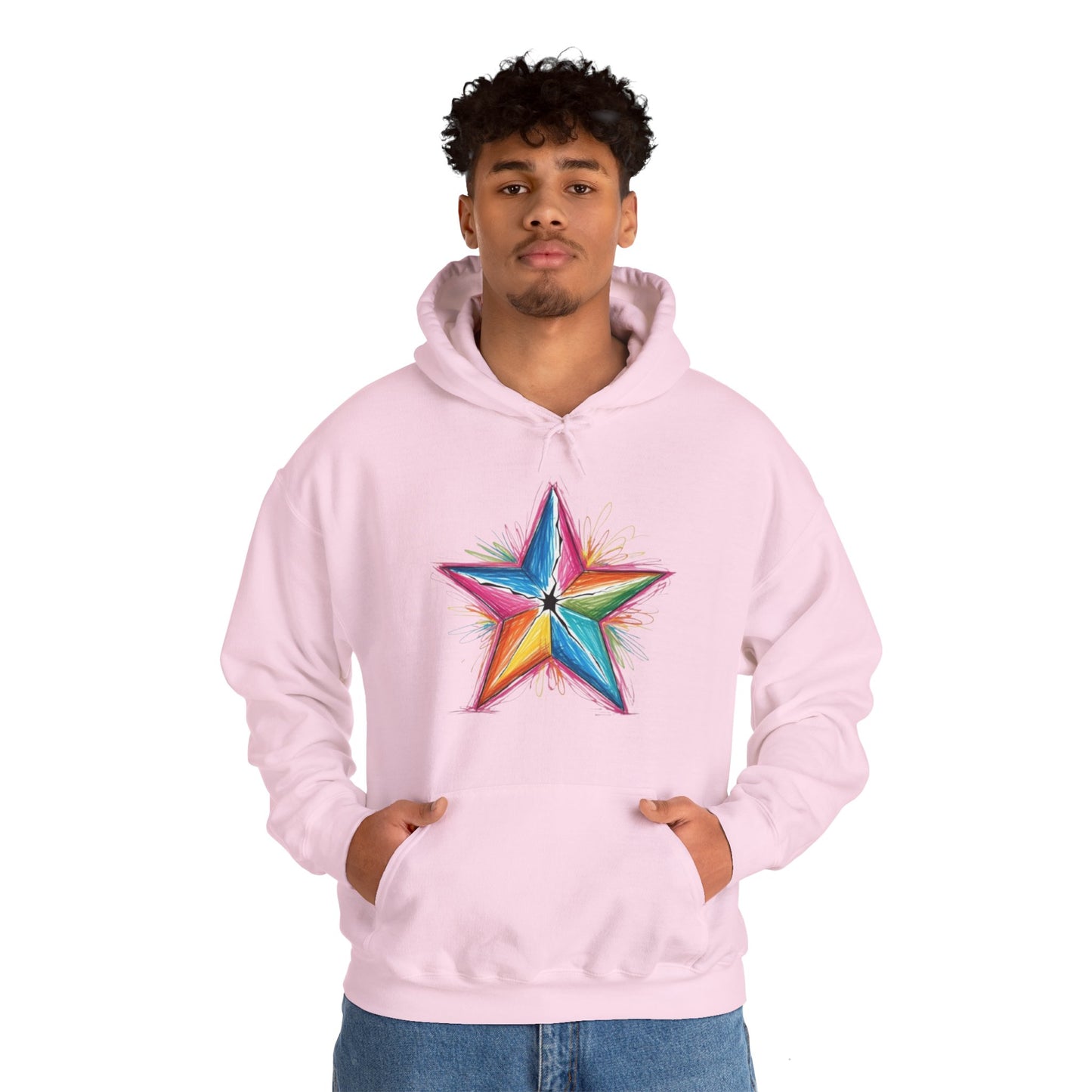 Vibrant Coloured Messy Star - Unisex Hooded Sweatshirt