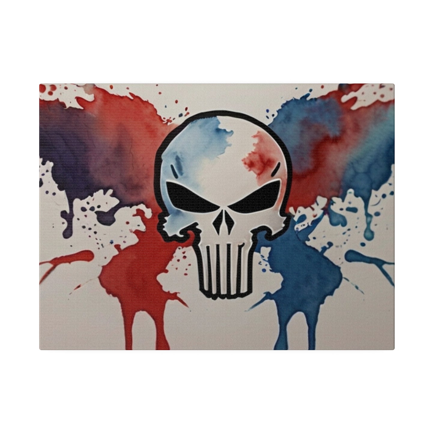 Watercolour Red and Blue Punisher Symbol Logo - Matte Canvas, Stretched, 0.75"