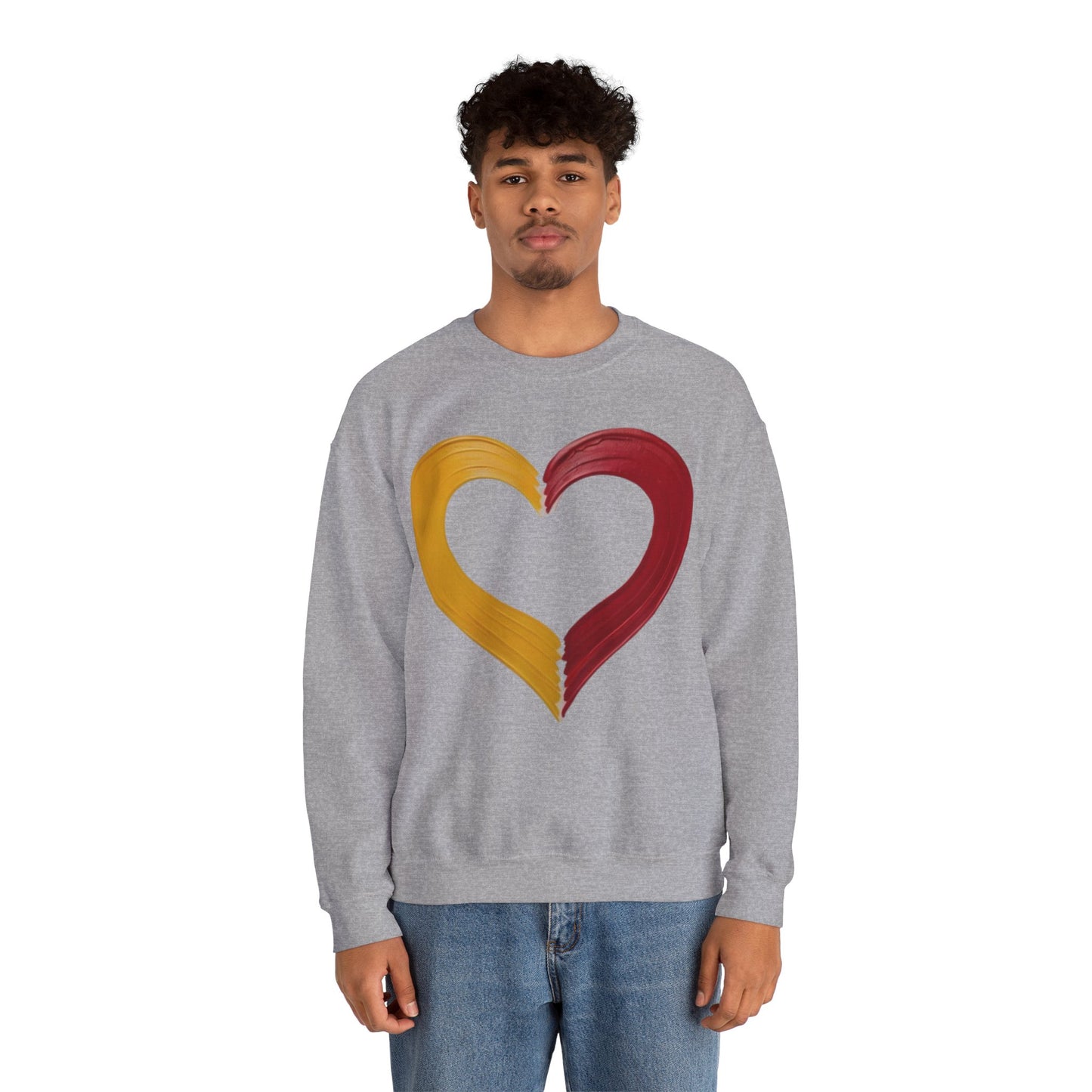 Yellow And Red Paint Love Heart - Unisex Crewneck Sweatshirt