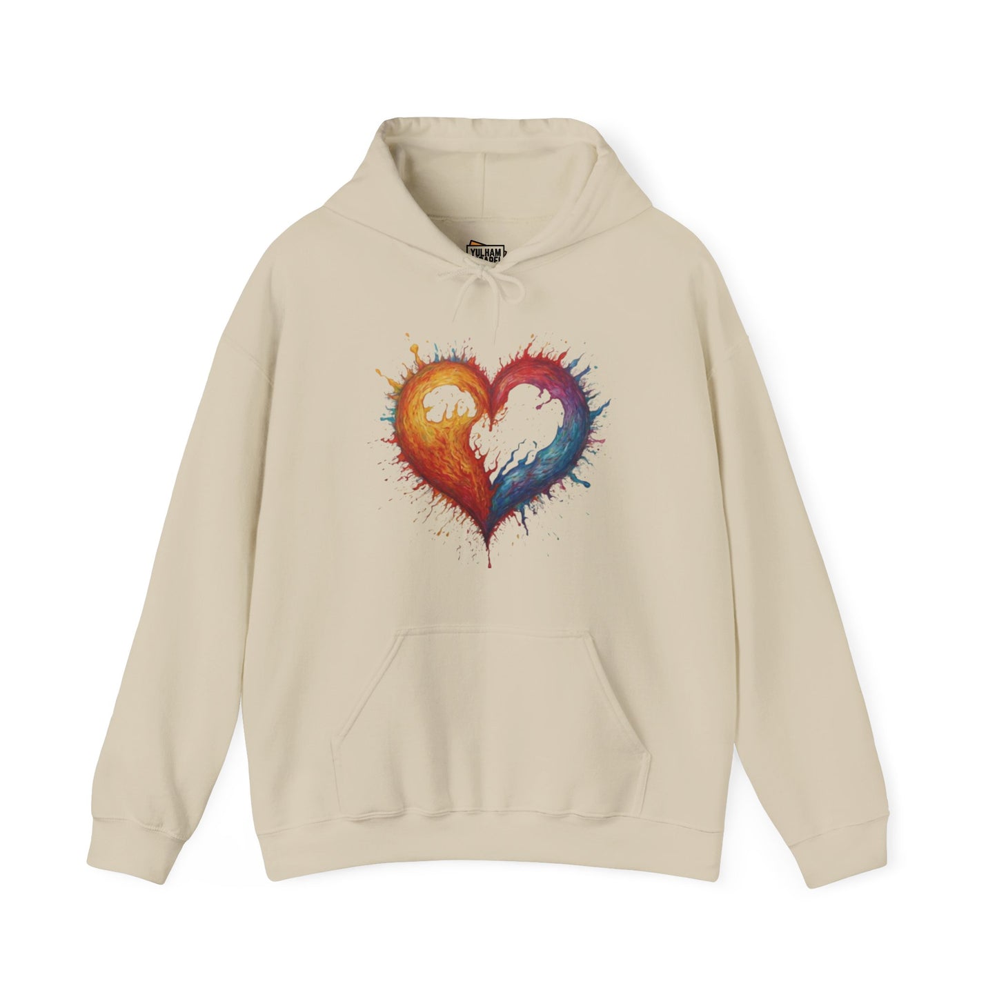 Colourful Burning Love Heart - Unisex Hooded Sweatshirt