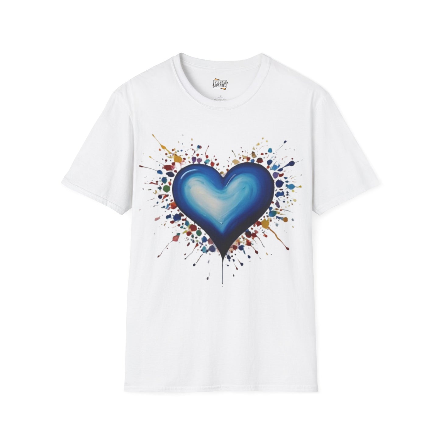 Messy Splatter Blue Love Heart - Unisex T-Shirt