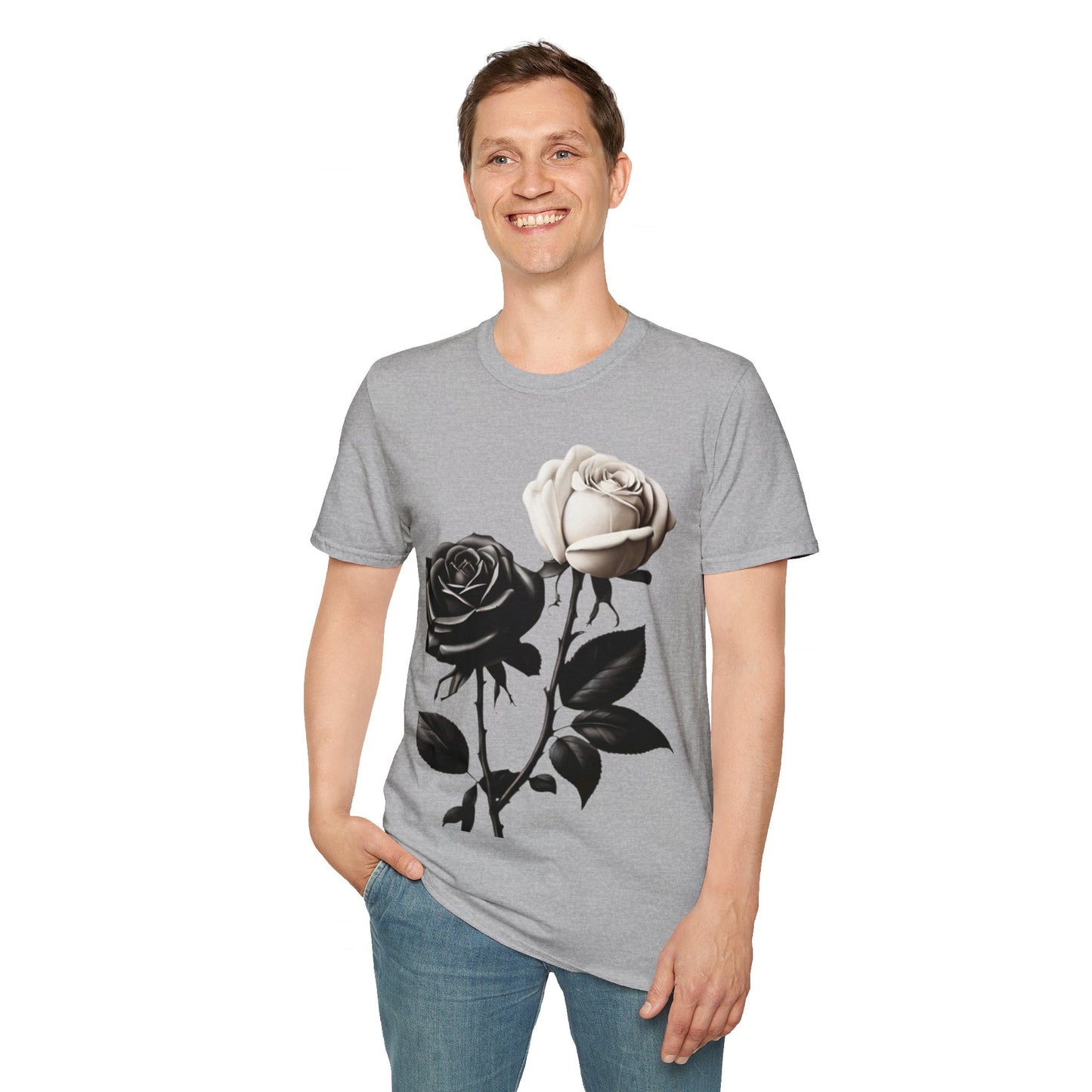 Black and White Rose - Unisex T-Shirt