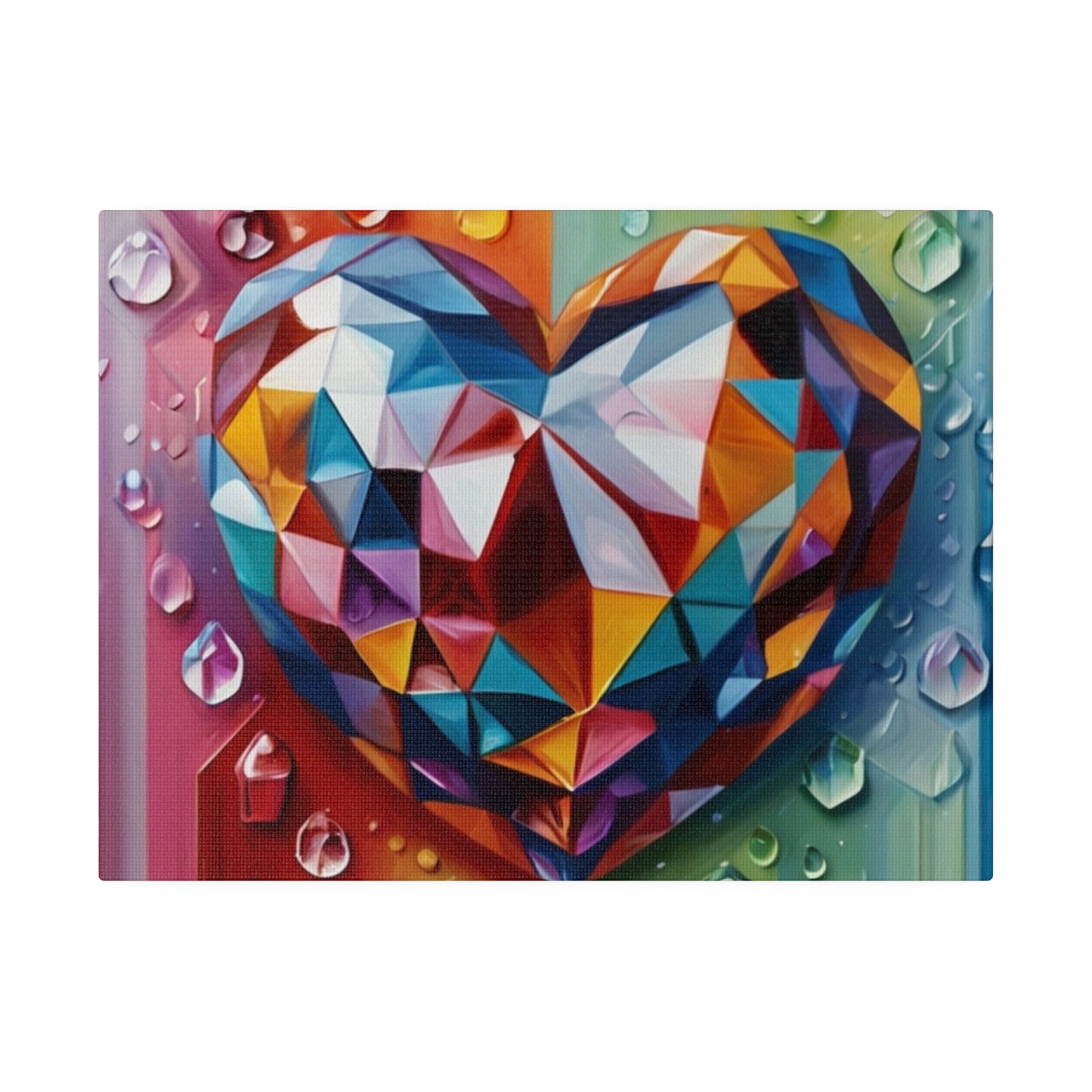 Multicoloured Crystal Love Heart - Matte Canvas, Stretched, 0.75"
