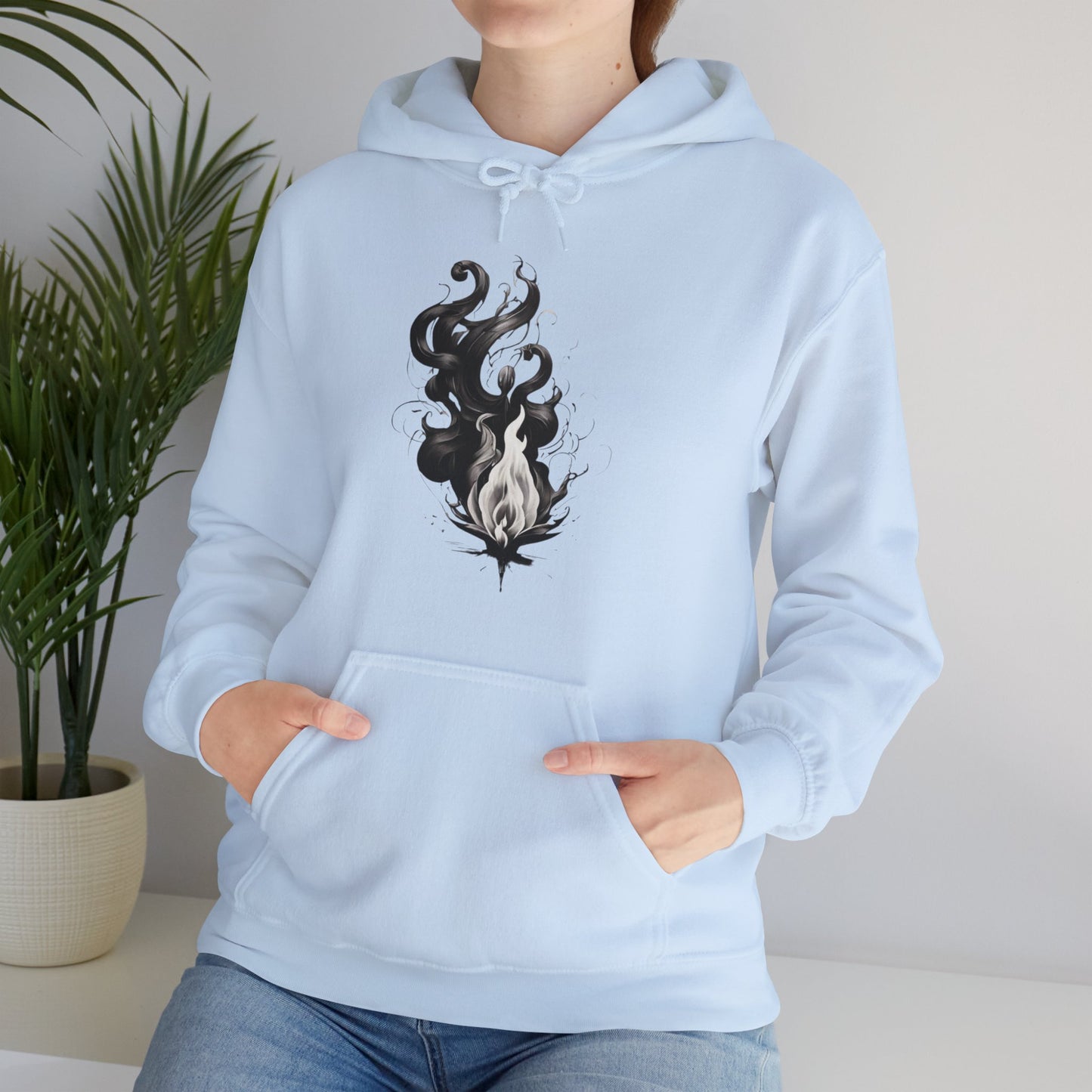 Black and White Flame - Unisex Hooded Sweatshirt