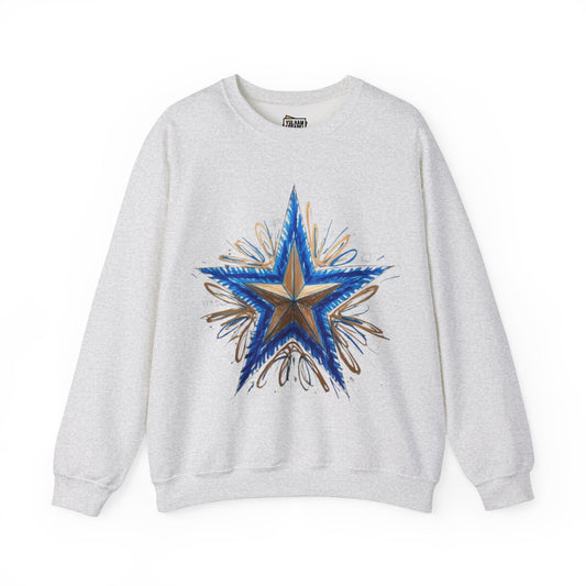 Messy Gold and Blue Star - Unisex Crewneck Sweatshirt