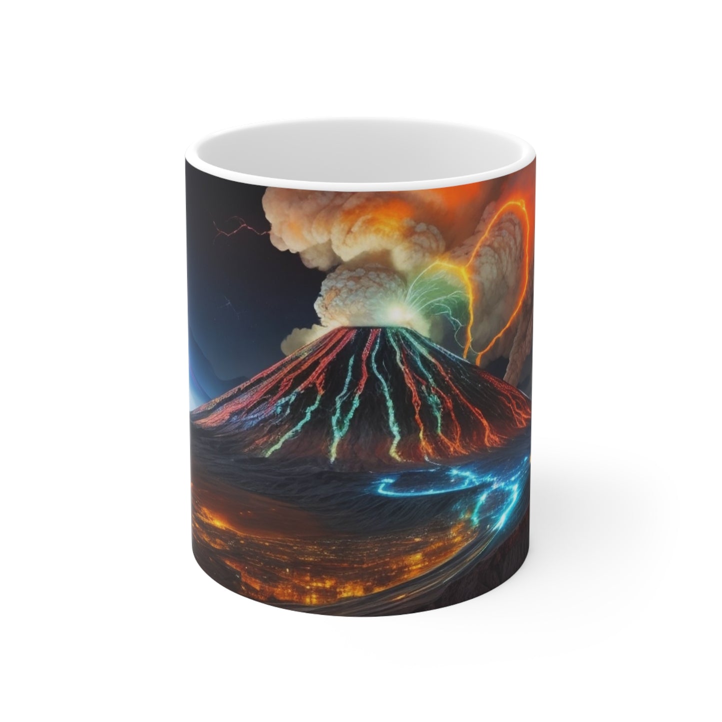 Colourful, Smoke Volcano Mug - Ceramic Coffee Mug 11oz
