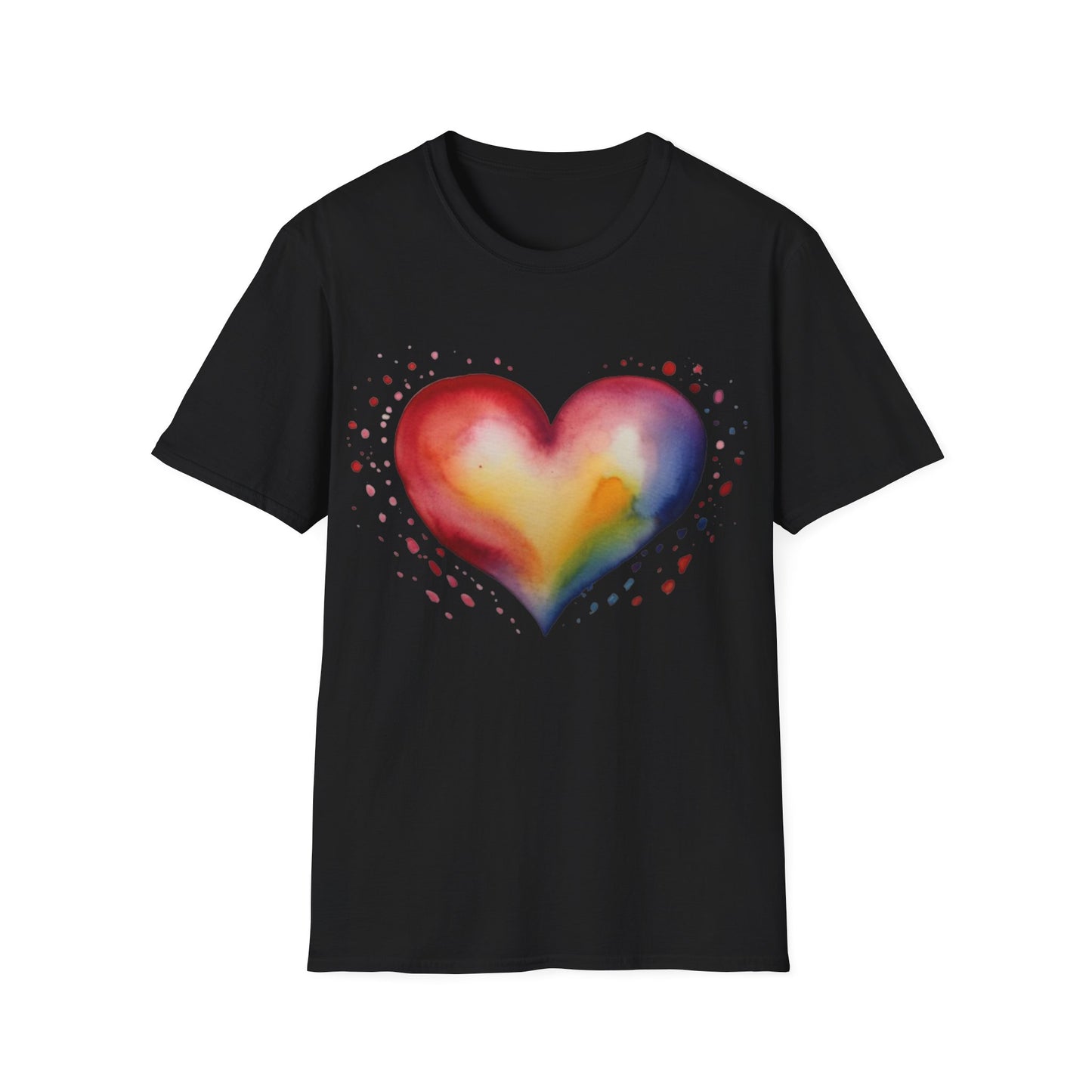 Colourful Watercolour Style Love Heart - Unisex T-Shirt