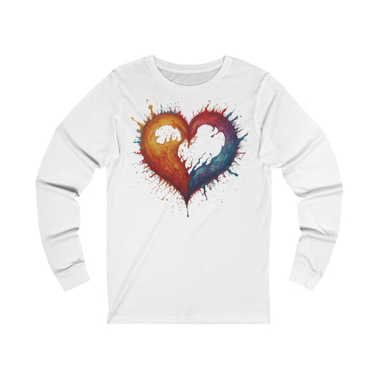 Colourful Burning Love Heart - Unisex Long Sleeve T-Shirt