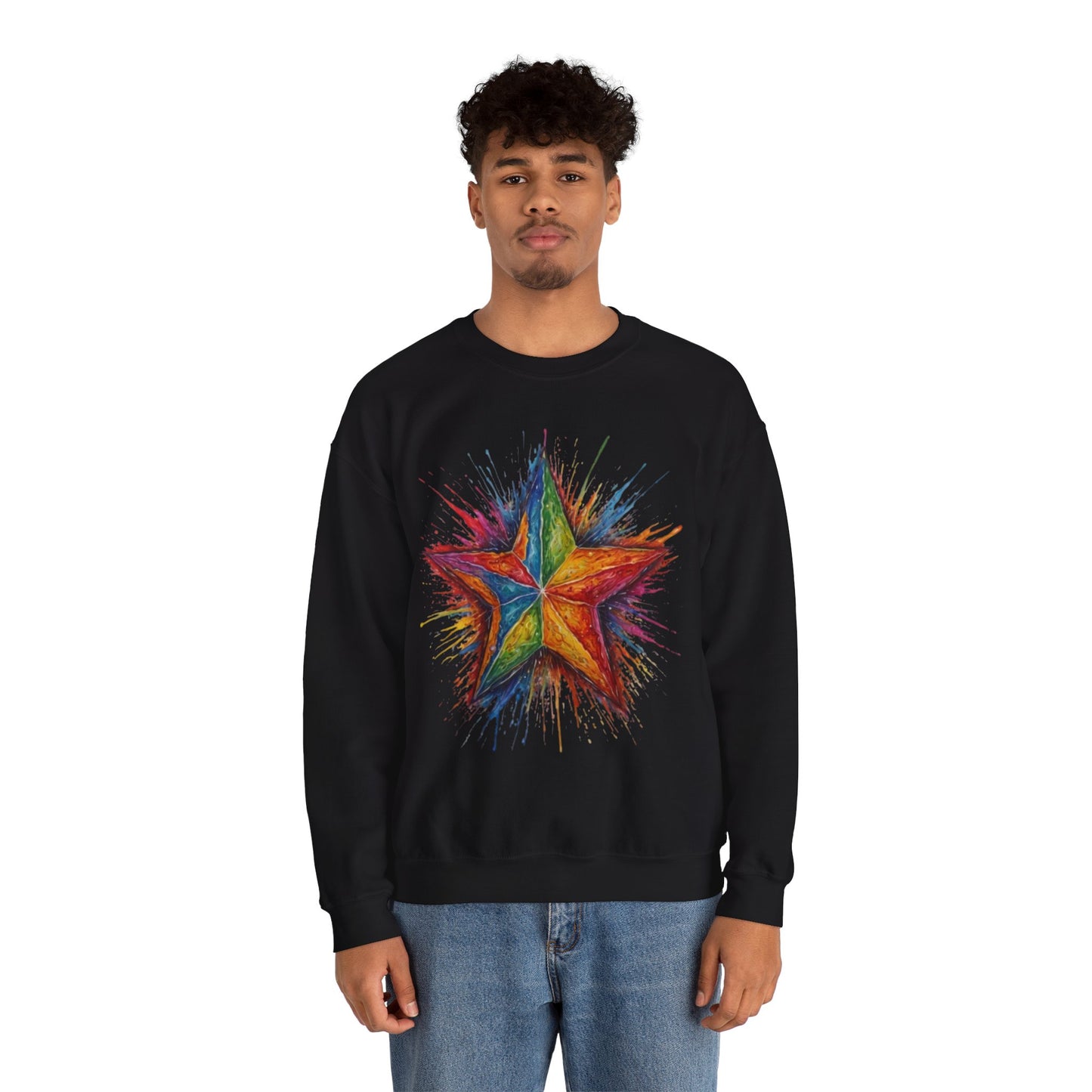 Burning Multicoloured Star - Unisex Crewneck Sweatshirt