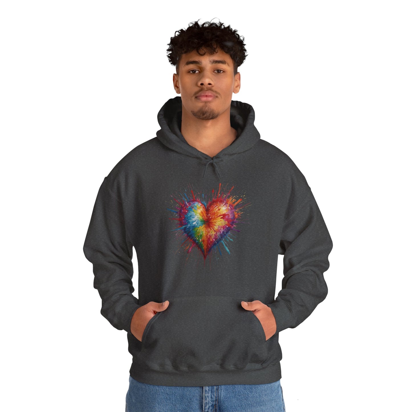 Colourful Messy Exploding Love Heart - Unisex Hooded Sweatshirt