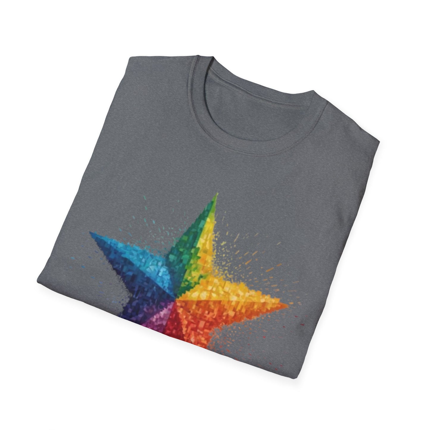 Multicoloured Pixelated Star - Unisex T-Shirt