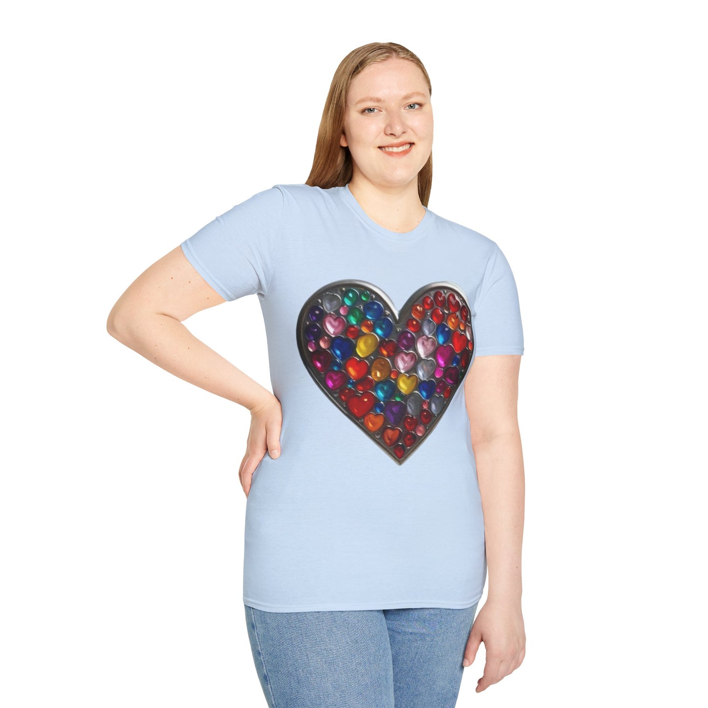 Multicoloured Silver Love Heart - Unisex T-Shirt