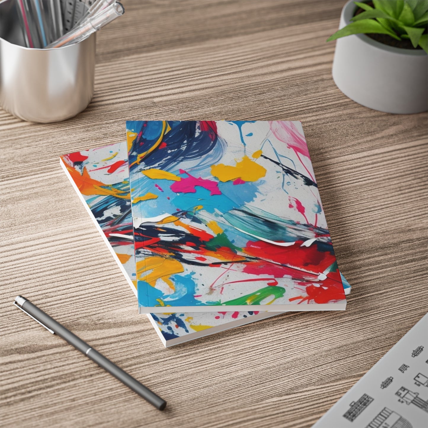 Colourful Splatter Art - Softcover Notebook, A5