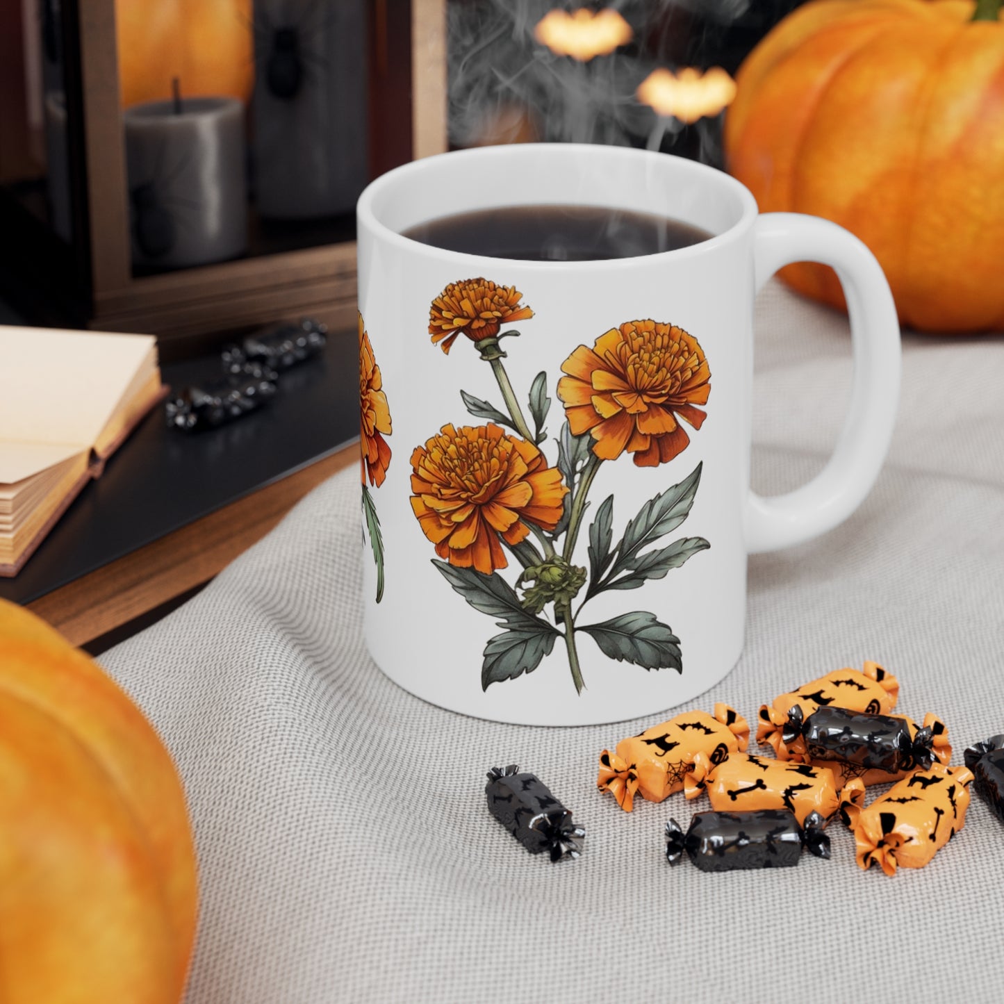 Marigold Flower Mug - Ceramic Coffee Mug 11oz
