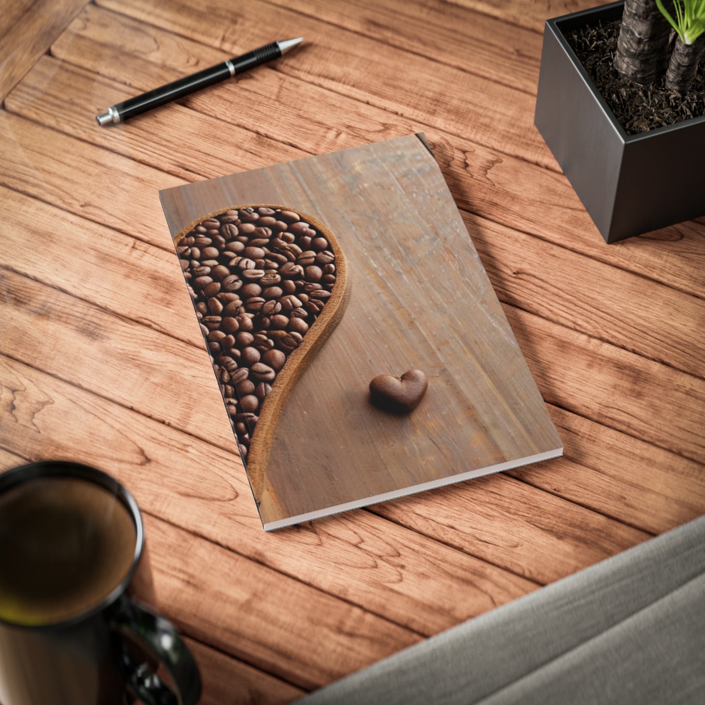 Love Heart Made Out Of Coffee Beans - Softcover Notebook, A5