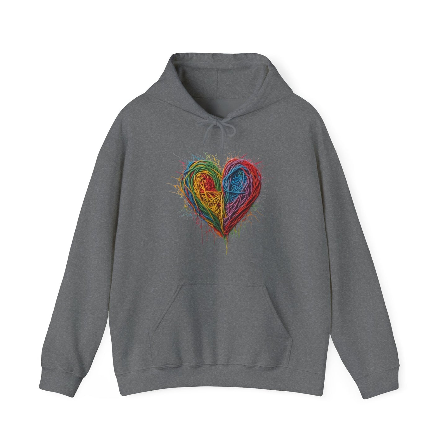 Multicoloured Scoubidou Love Heart - Unisex Hooded Sweatshirt