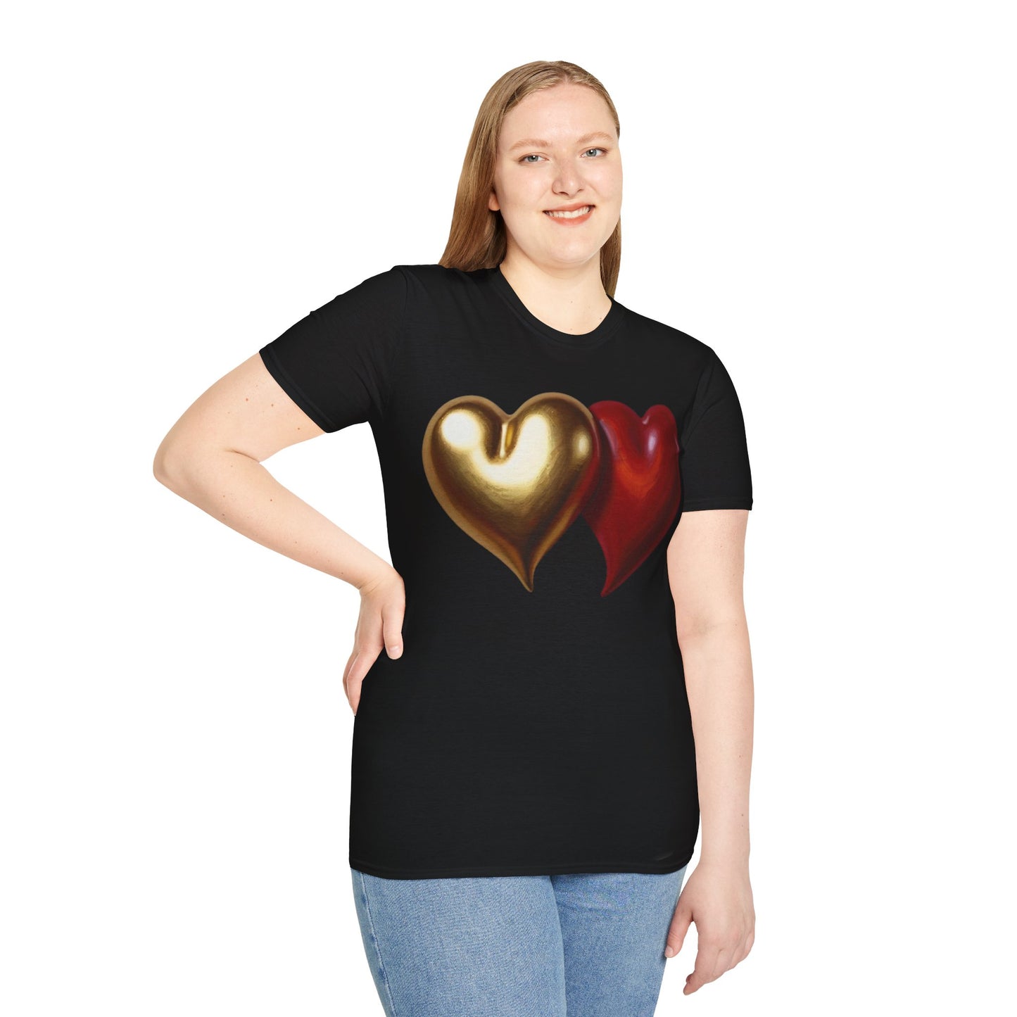 Gold And Red Love Heart - Unisex T-Shirt