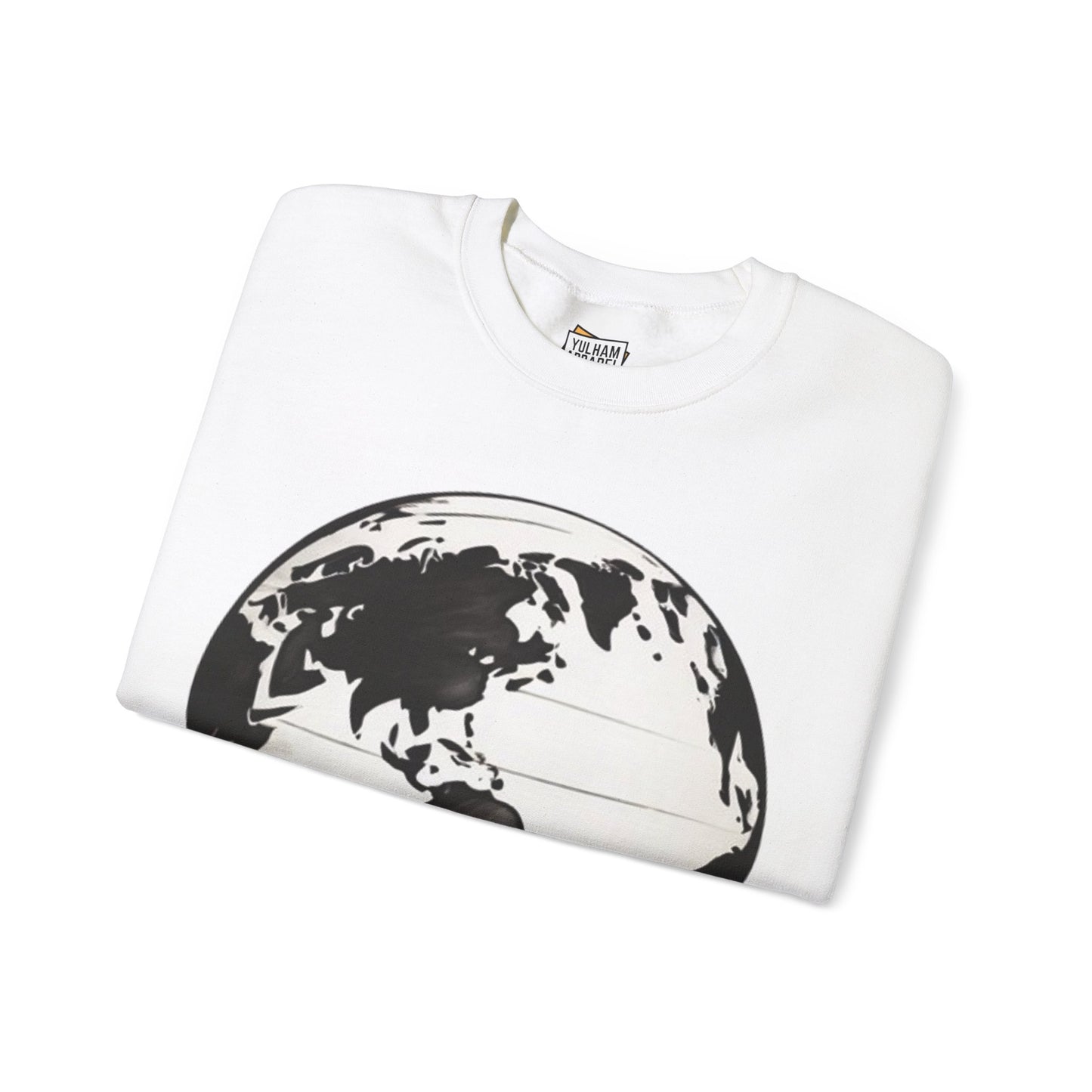 Black and White Earth Sphere - Unisex Crewneck Sweatshirt