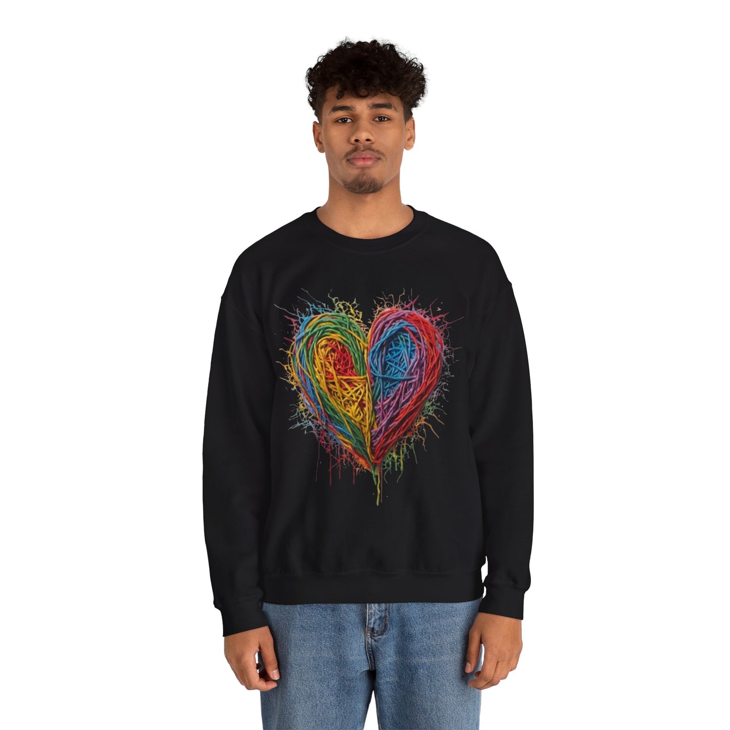 Multicoloured Scoubidou Love Heart - Unisex Crewneck Sweatshirt