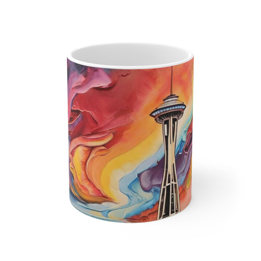 Space Needle (Seattle USA) Artwork Mug - Ceramic Coffee Mug 11oz