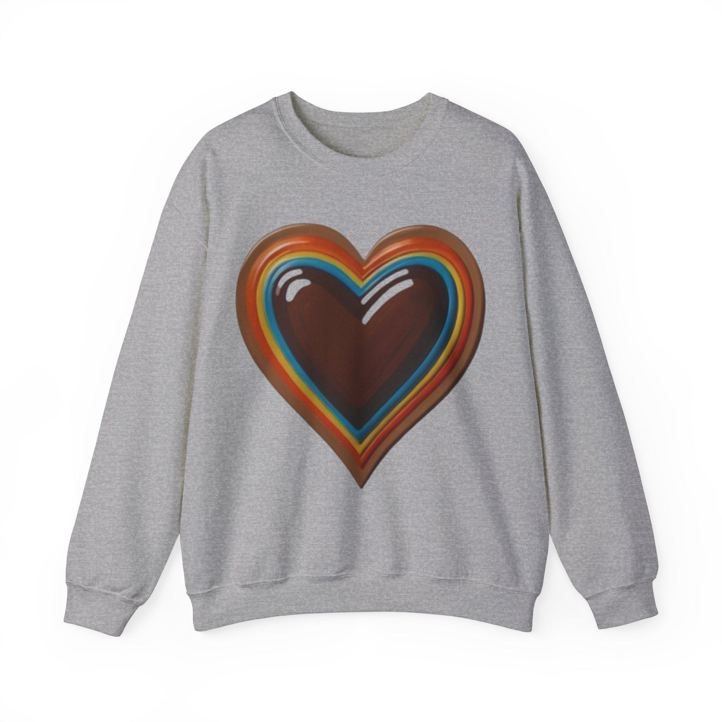 Colourful Brown Love Heart - Unisex Crewneck Sweatshirt