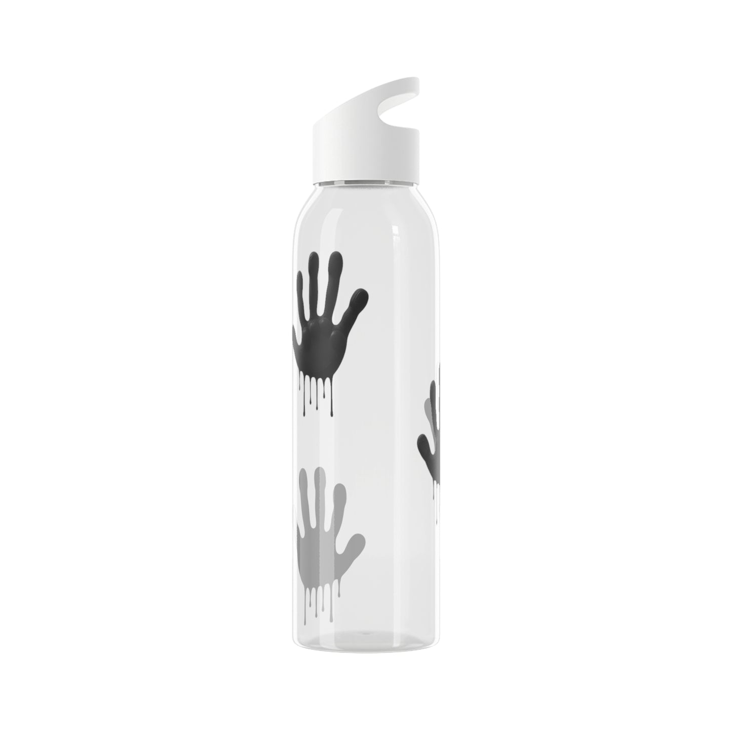 Black Hand Print Art - Sky Water Bottle