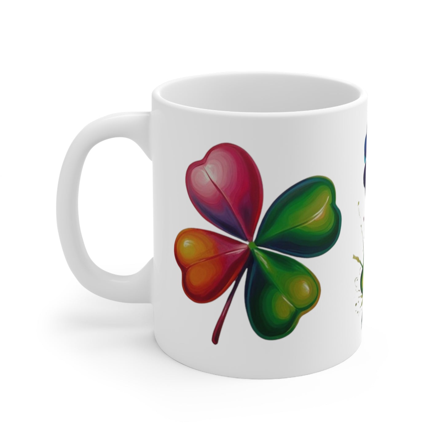 Multicoloured Clovers Mug - Ceramic Coffee Mug 11oz