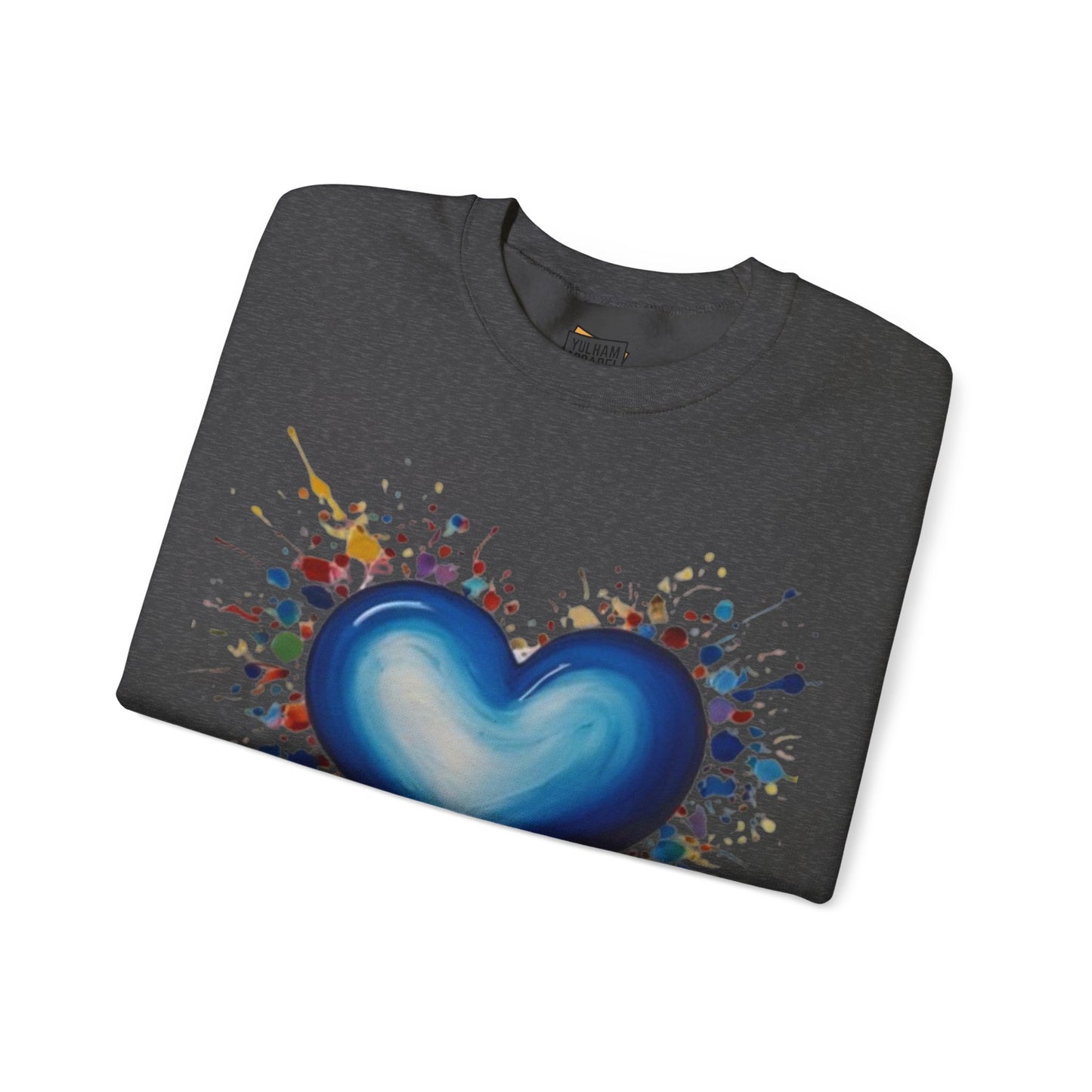 Messy Splatter Blue Love Heart - Unisex Crewneck Sweatshirt