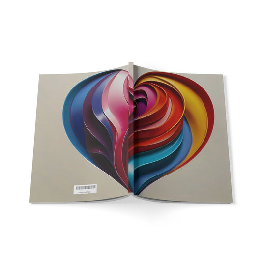 Multicoloured Swirly Love Heart - Softcover Notebook, A5