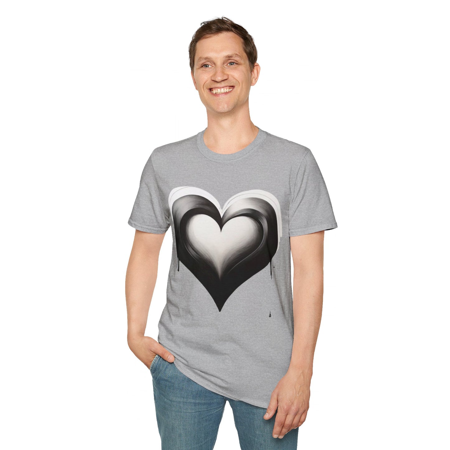 Black and White Heart - Unisex T-Shirt