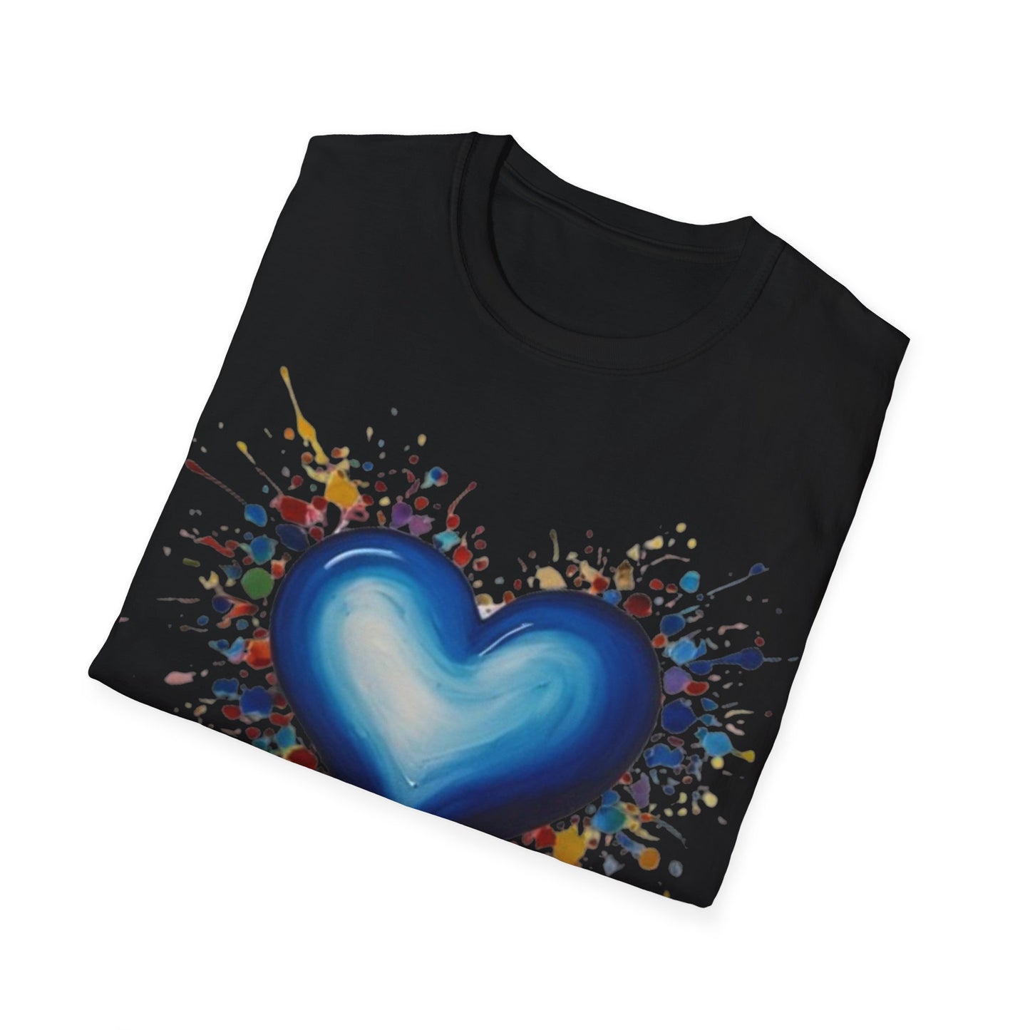 Messy Splatter Blue Love Heart - Unisex T-Shirt